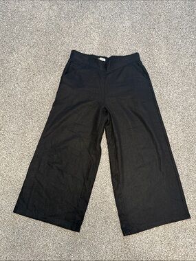 Max Studio Black Linen Wide Leg Cropped Pants Size Medium